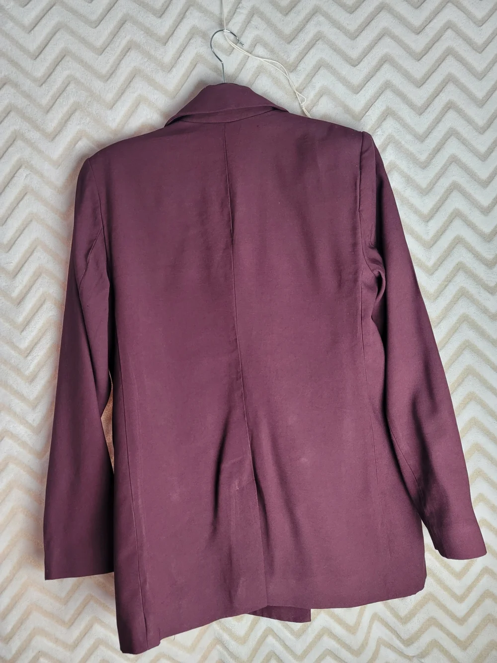 Wool-Blend Double Breasted Blazer - Burgundy - Picture 7 of 7